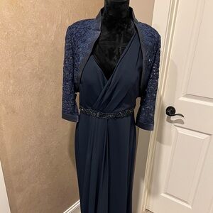 Pamella Rowland formal dress, belted sequins. can be worn with the lace bolero.